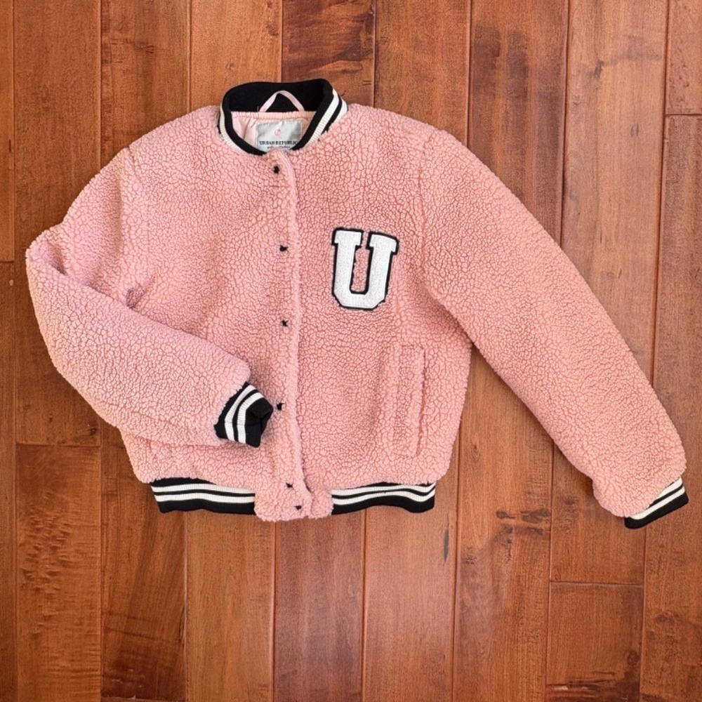 Urban Republic Sherpa Varsity Jacket‎ Girls L 14/16 Pink 5024